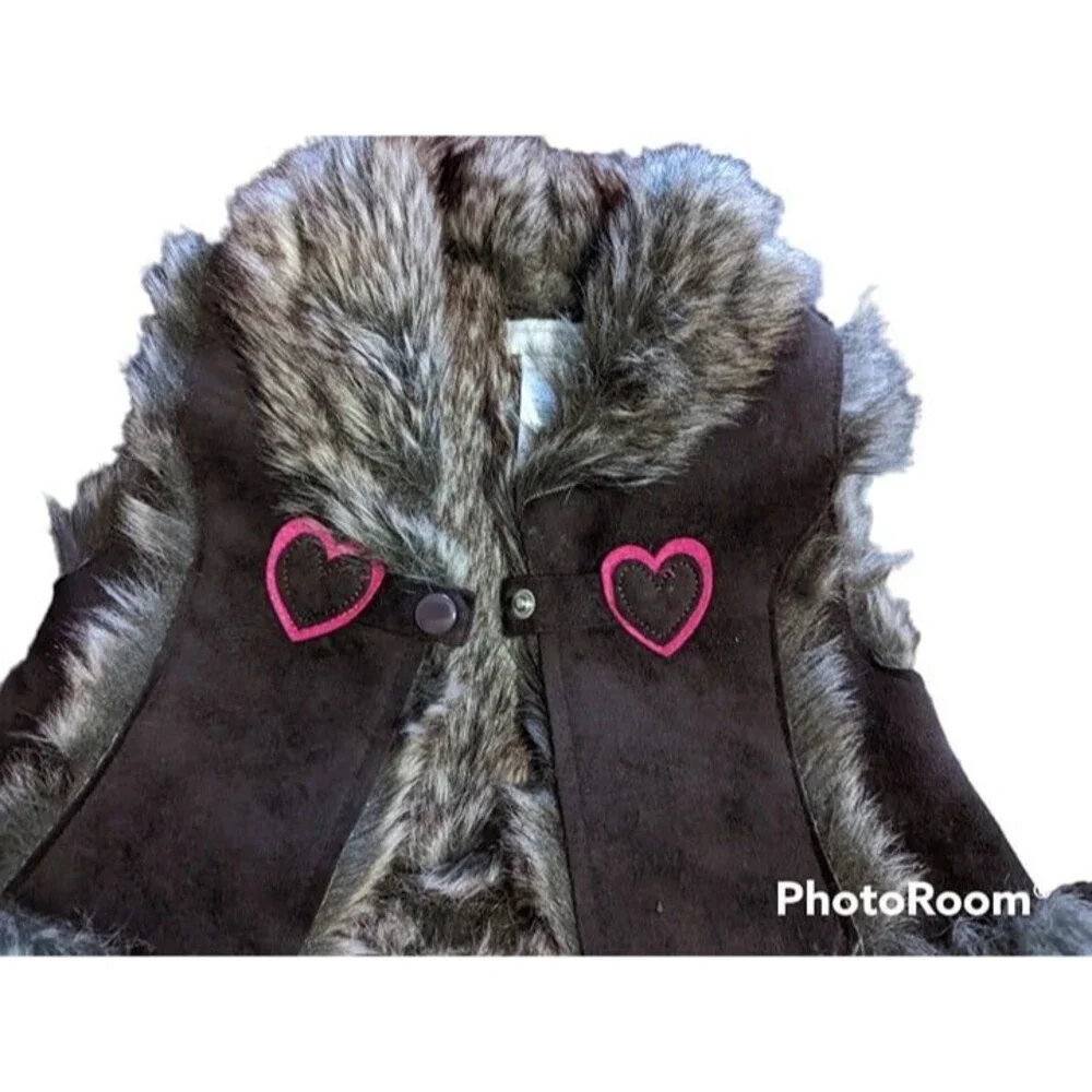 Girl's First Impressions Play Faux Fur & Faux Leather Vest, 18 Months